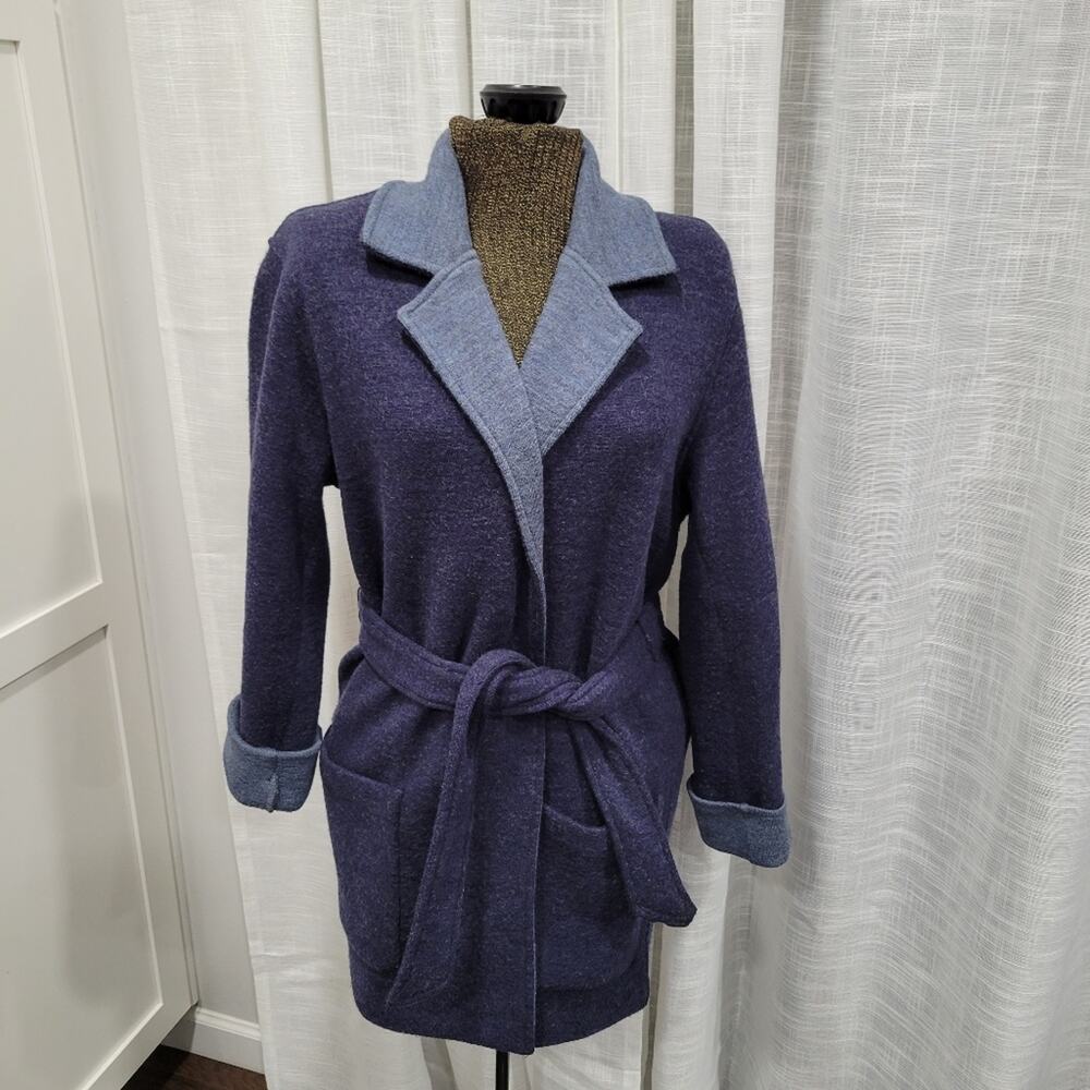 Mercer & Madison Petite Belted Waist Wool Sweater Jacket Size Petite Medium